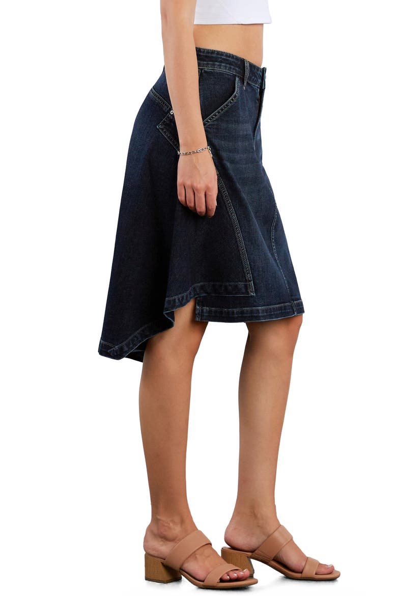 The Austin Asymmetric Hem Pieced Denim Midi Skirt, Alternate, color, UPSTATE BLUE