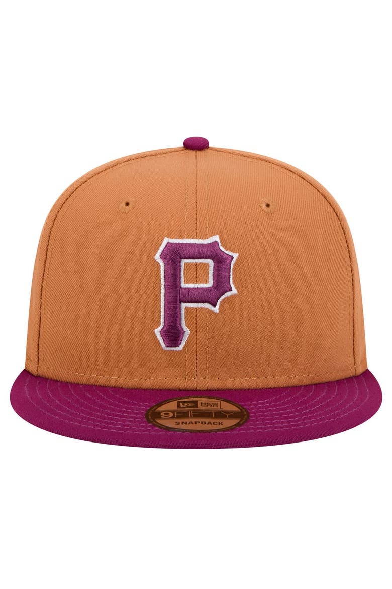 Men's New Era Brown/Purple Pittsburgh Pirates Color Pack Two-Tone 9FIFTY Snapback Hat, Alternate, color, Brown