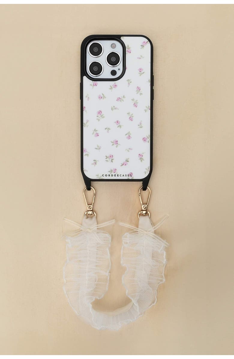 Cordée Cases Ruffle Rose Phone Wristlet Set, Main, color, Beige