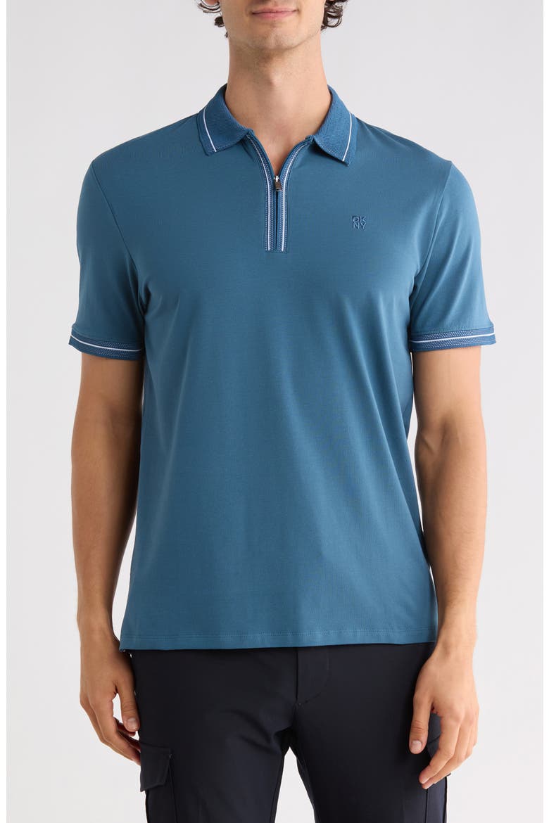 Duke Zip Polo, Main, color, INDIAN TEAL
