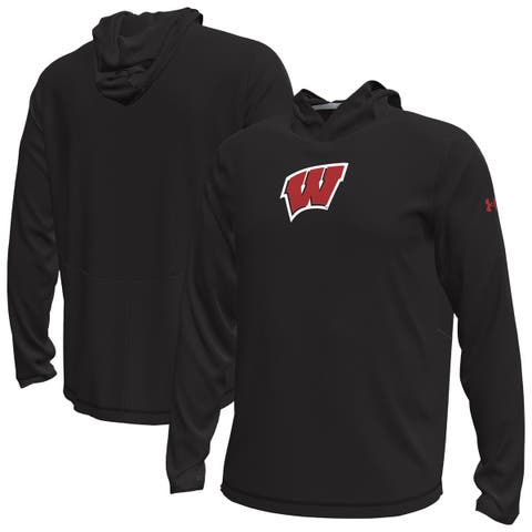 Men's Under Armour  Black Wisconsin Badgers Sideline Knockout Long-Sleeve Hooded T-Shirt