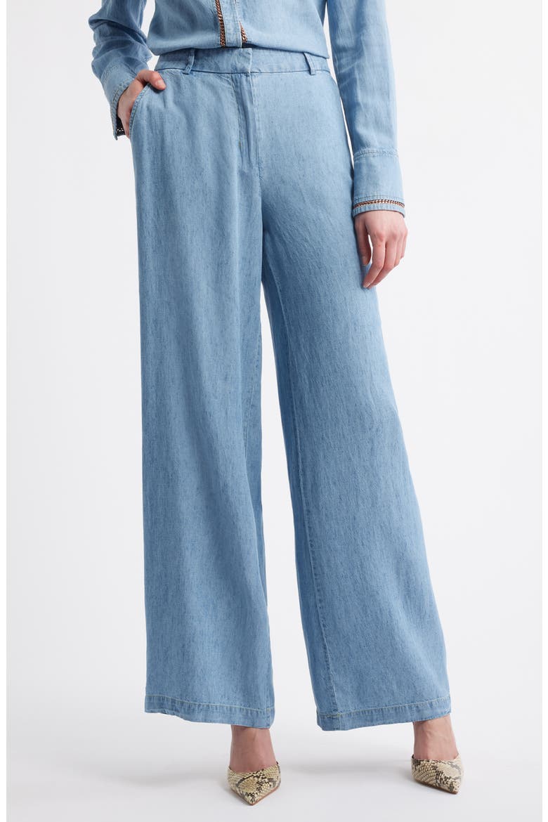 Wide Leg Chambray Pants, Main, color, LIGHT BLUE