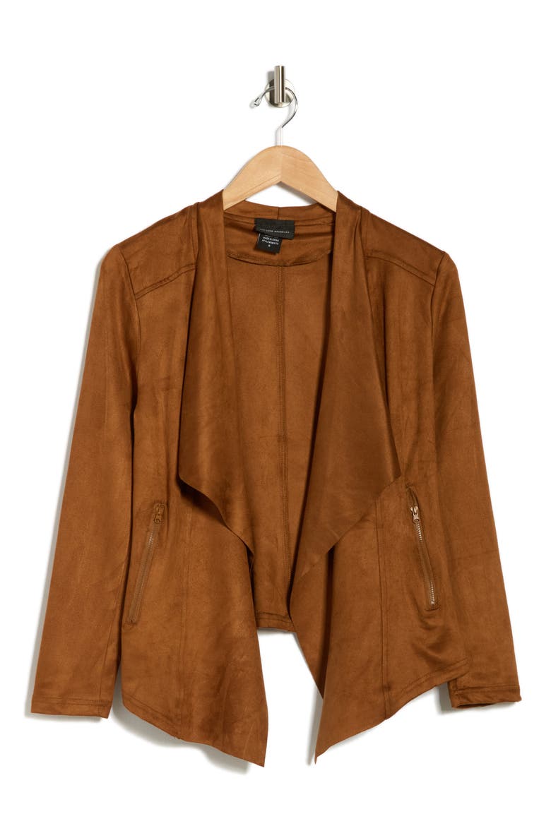 Faux Suede Jacket, Alternate, color, CAMEL