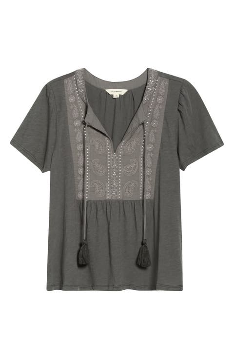 Embroidered Peasant Top