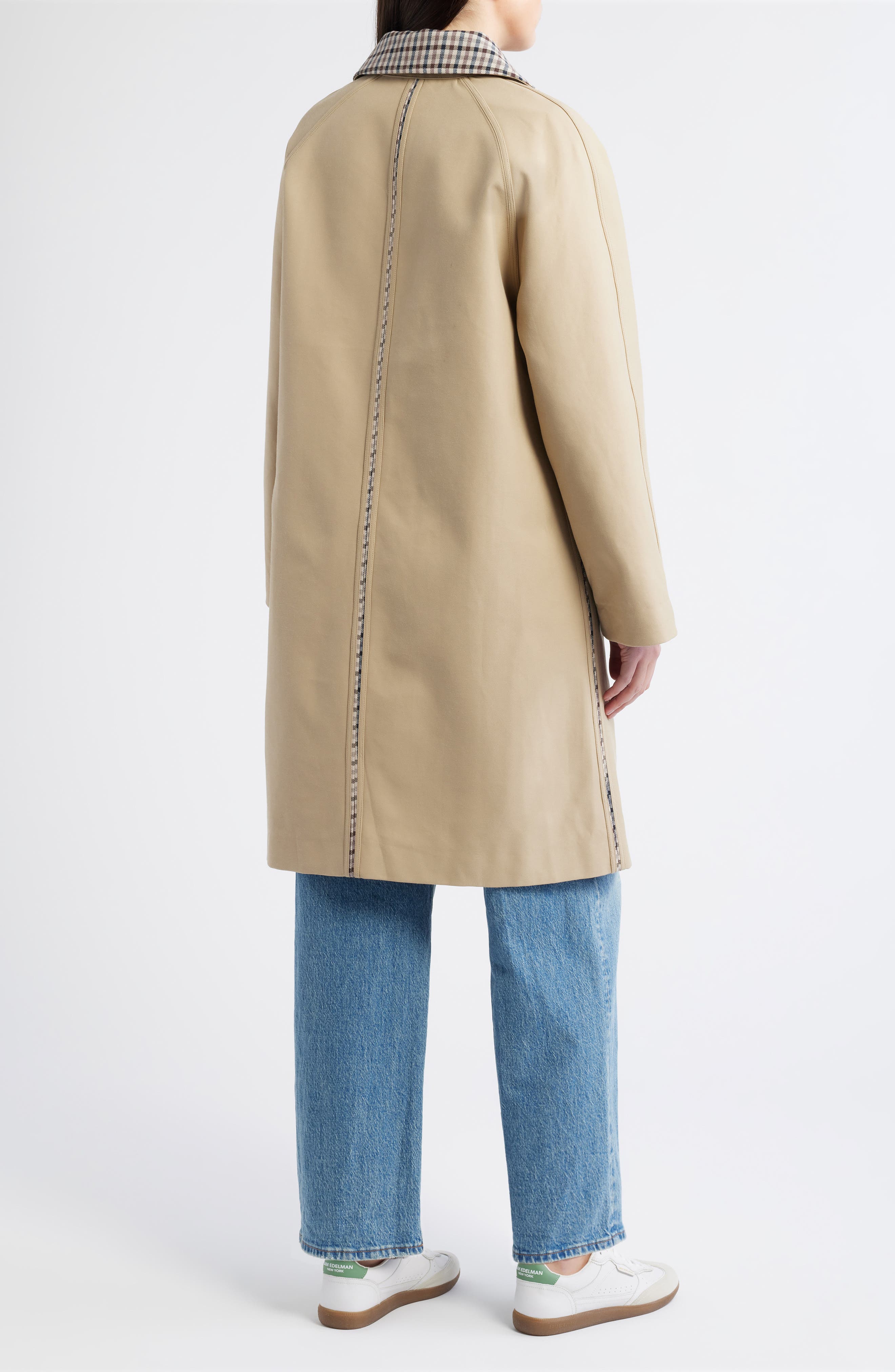 Long Check Collar Raincoat - image 2