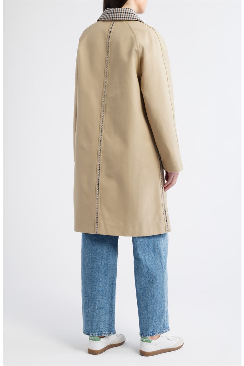 Long Check Collar Raincoat, Alternate, color, KHAKI / CHECK PRINT