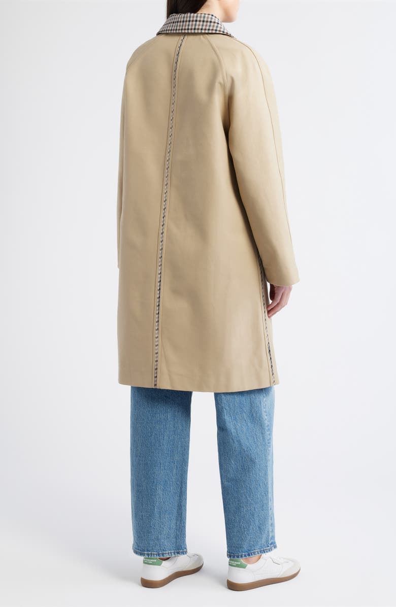 Bernardo Long Check Collar Raincoat, Alternate, color, 