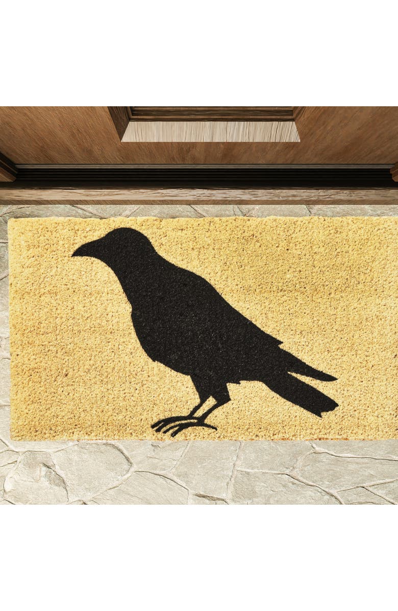 tag Black Crow Coir Mat Rectangle Indoor Outdoor Welcome Mat, Alternate, color, Beige