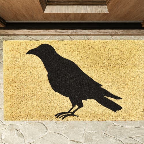 Tag Black Crow Coir Mat Rectangle Indoor Outdoor Welcome Mat In Neutral
