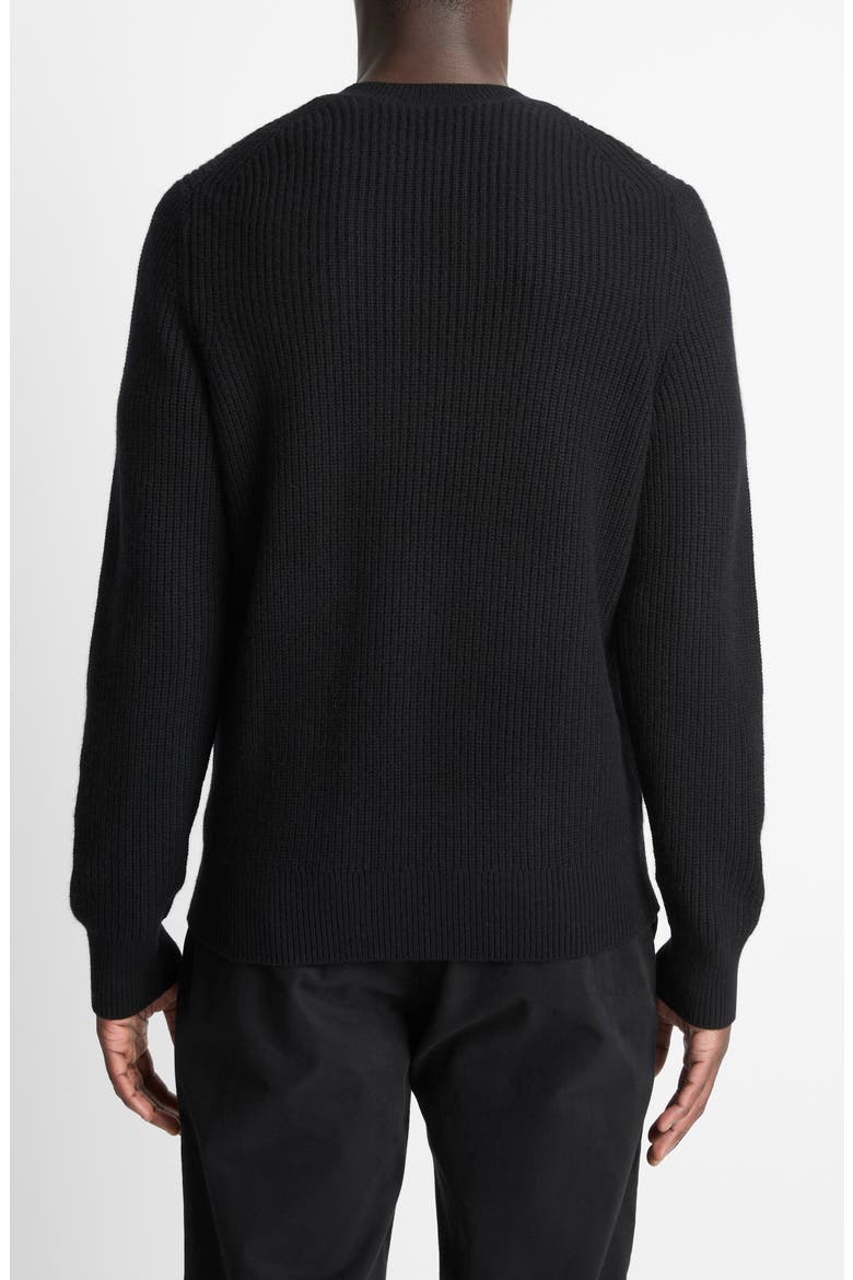 Shaker Stitch Wool & Cashmere Crewneck Sweater, Alternate, color, BLACK