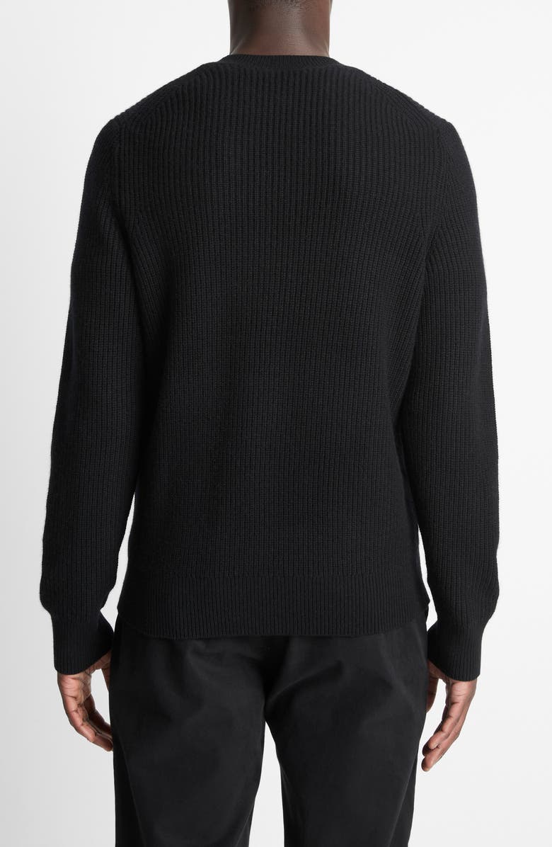 Vince Shaker Stitch Wool & Cashmere Crewneck Sweater, Alternate, color, Black
