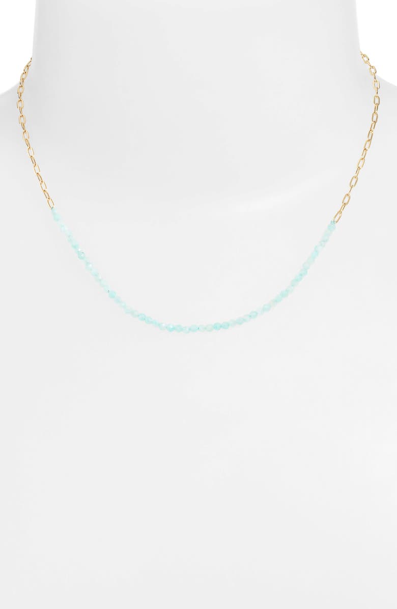 Argento Vivo Sterling Silver Paper Clip Chain & Stone Frontal Necklace, Alternate, color, 