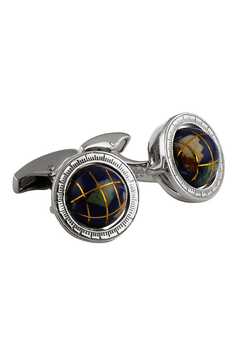'Globe' Cuff Links, Main, color, NAVY