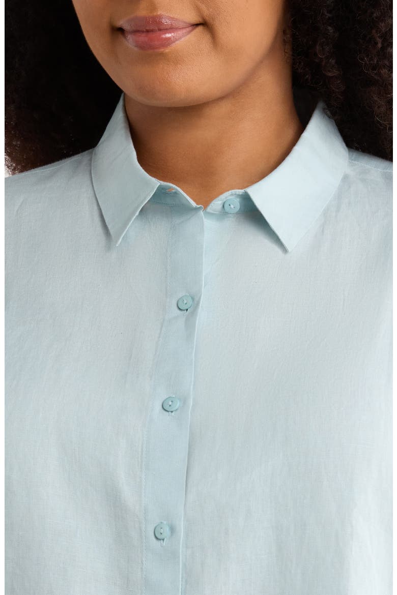 Short Sleeve Organic Linen Button-Up Shirt, Alternate, color, BREEZE