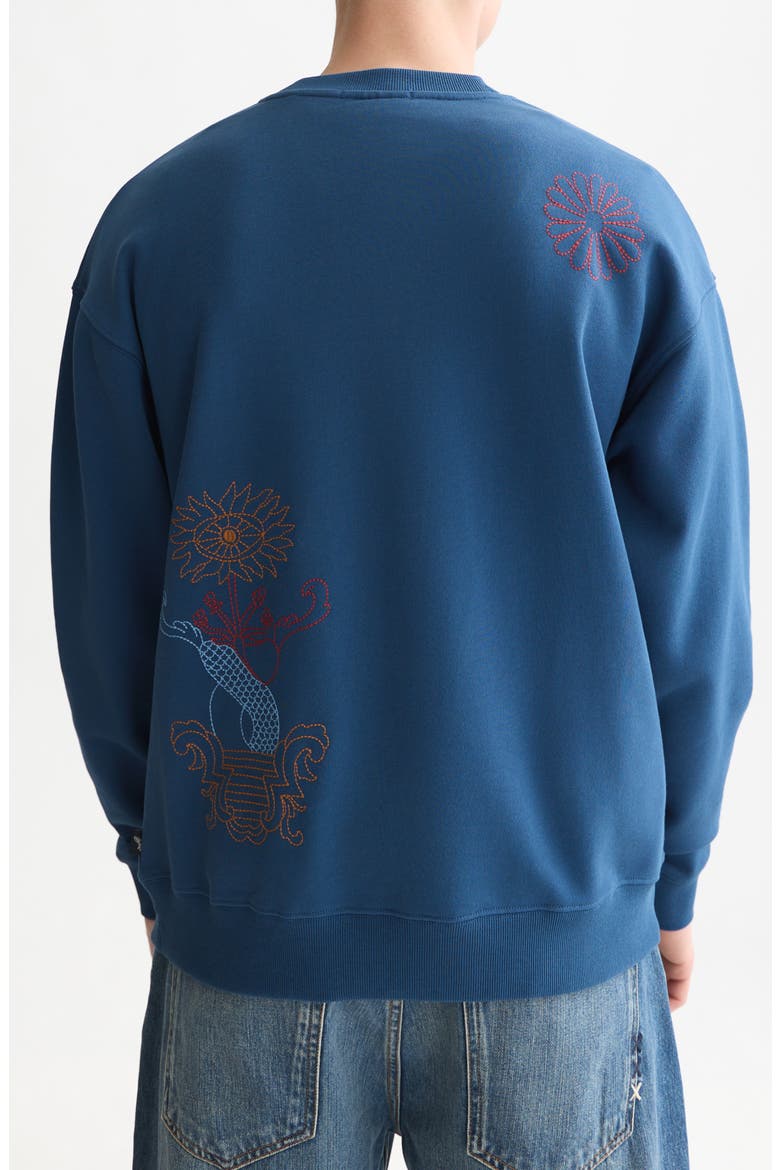 Placed Embroidered Cotton Sweatshirt, Alternate, color, ENSIGN BLUE