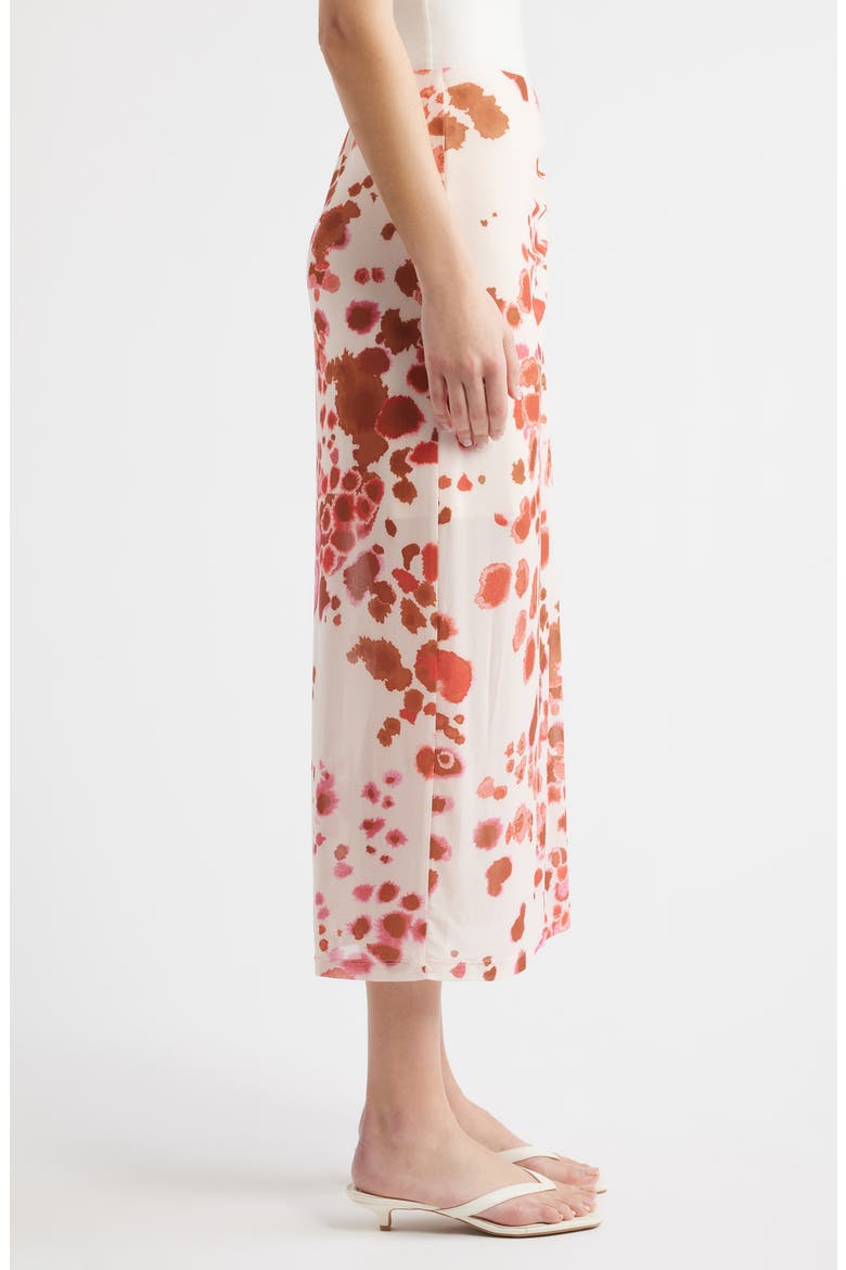 Ruched Floral Midi Skirt, Alternate, color, PINK/ RED