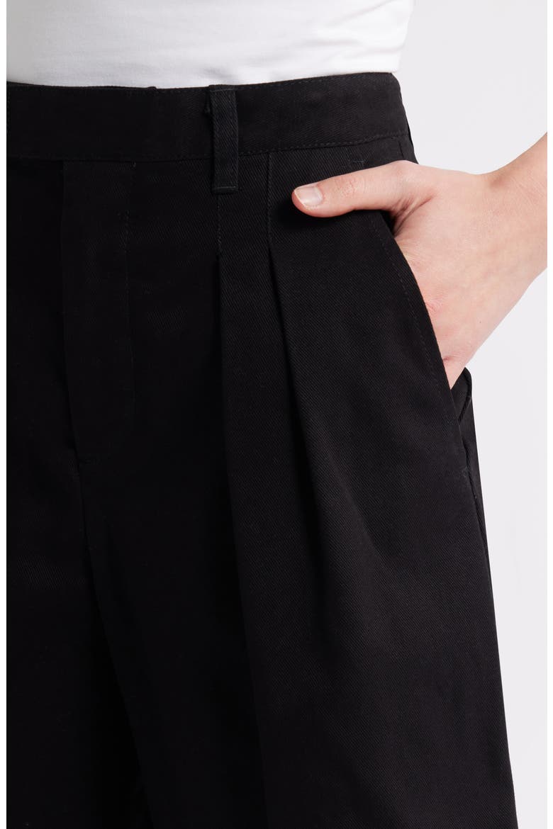 Ivana Pleated Front Cotton Shorts, Alternate, color, BLACK