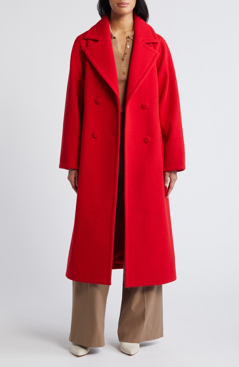 Bernardo Double Breasted Belted Coat, Alternate, color, Red