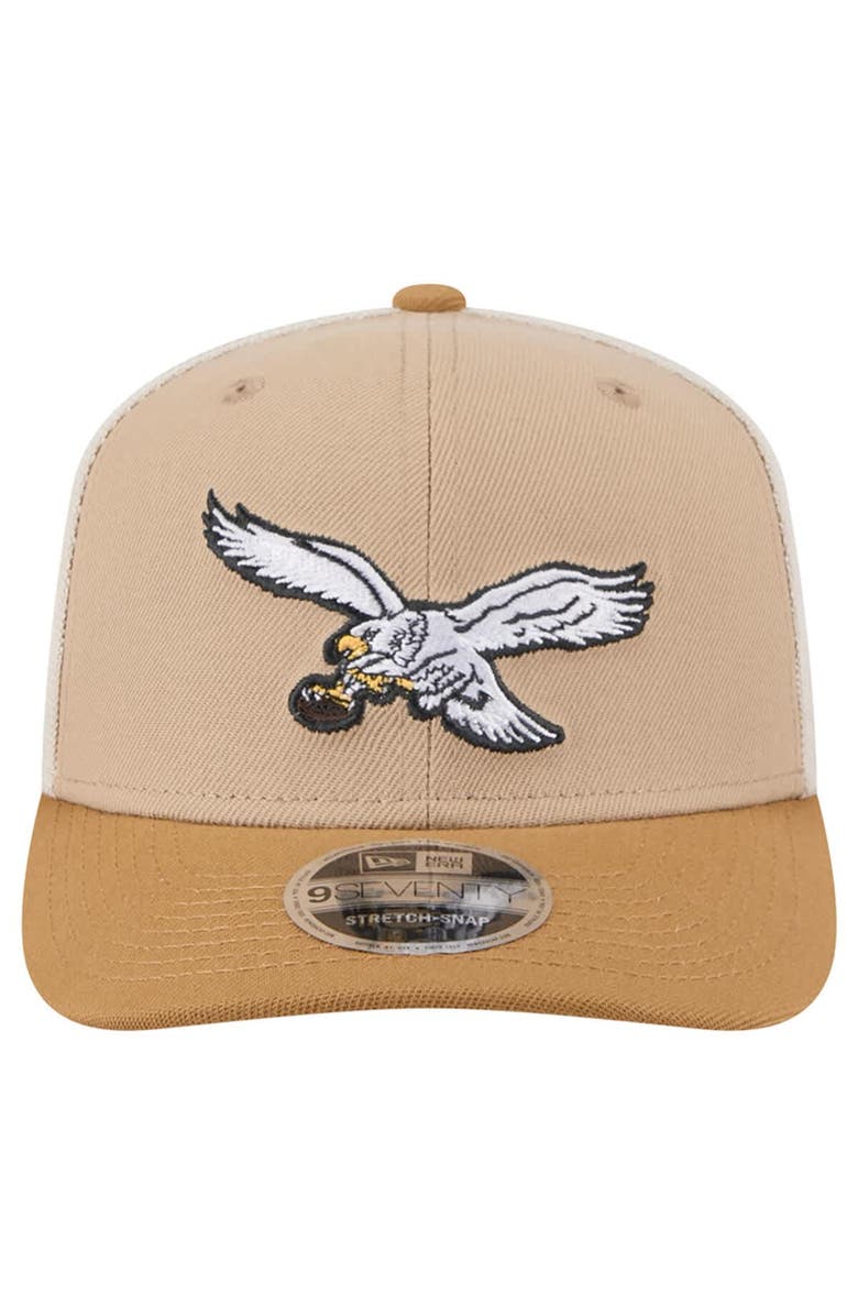 New Era Men's New Era Light Beige Philadelphia Eagles Throwback Two-Tone Trucker 9SEVENTY Adjustable Hat, Alternate, color, 