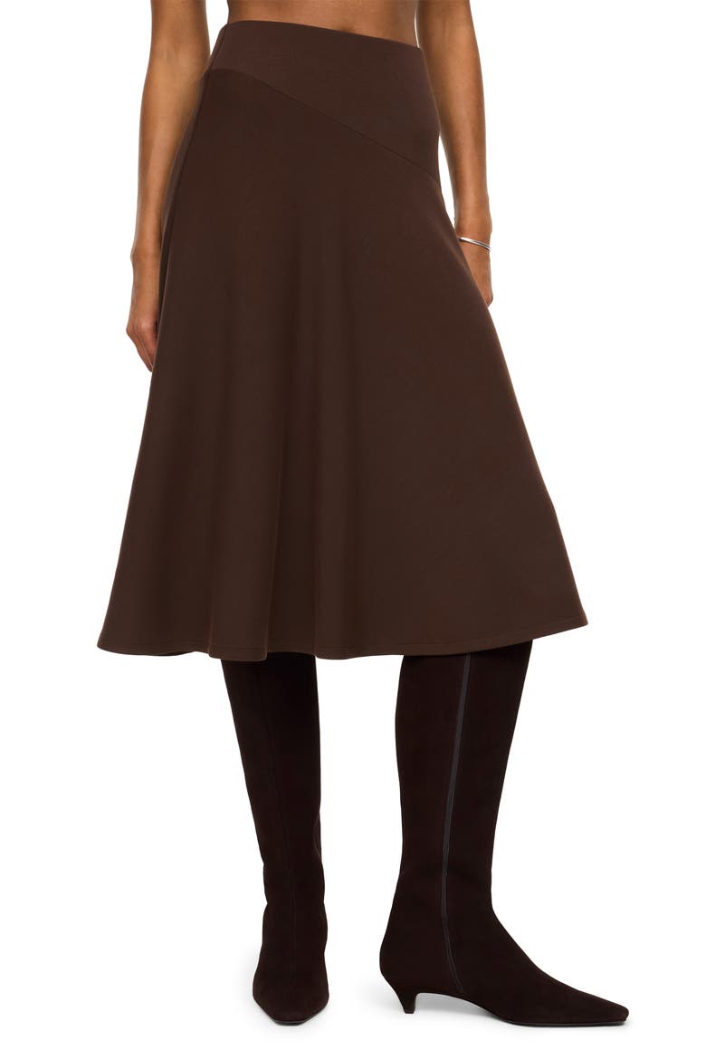 Draped High Waist Midi Skirt, Main, color, UMBER ROOT