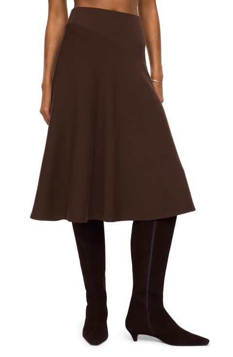 Draped High Waist Midi Skirt