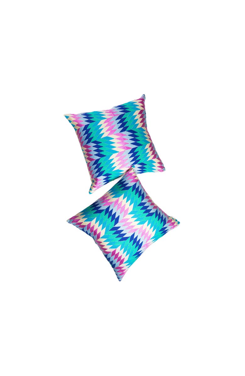 Archive New York Almolonga Blue Diamond Handwoven Brocade Cotton Throw Pillow, Alternate, color, Blue