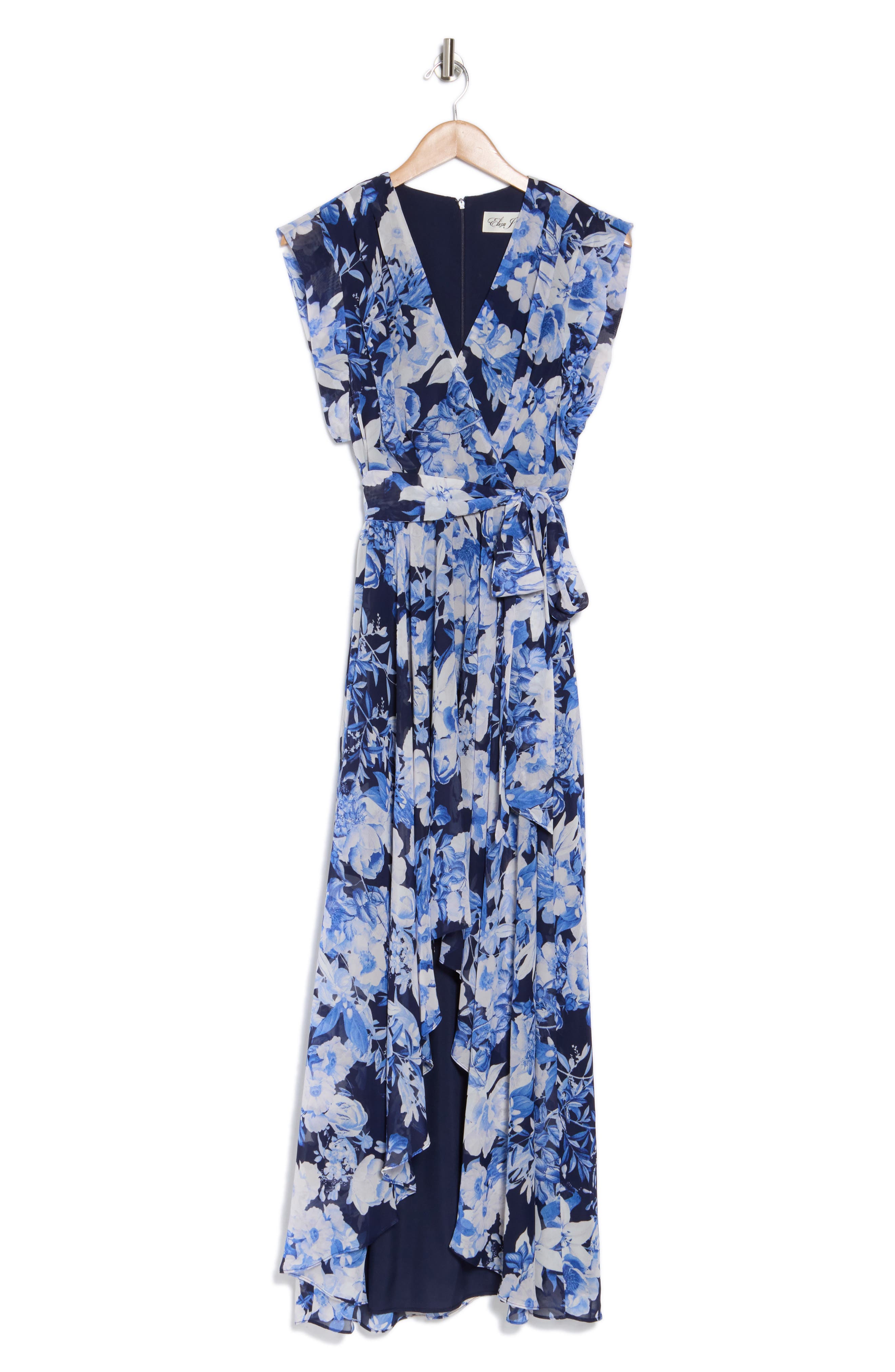 eliza j blue and white maxi dress Eliza J Stripe Scarf Sleeveless Maxi Dress In Multi