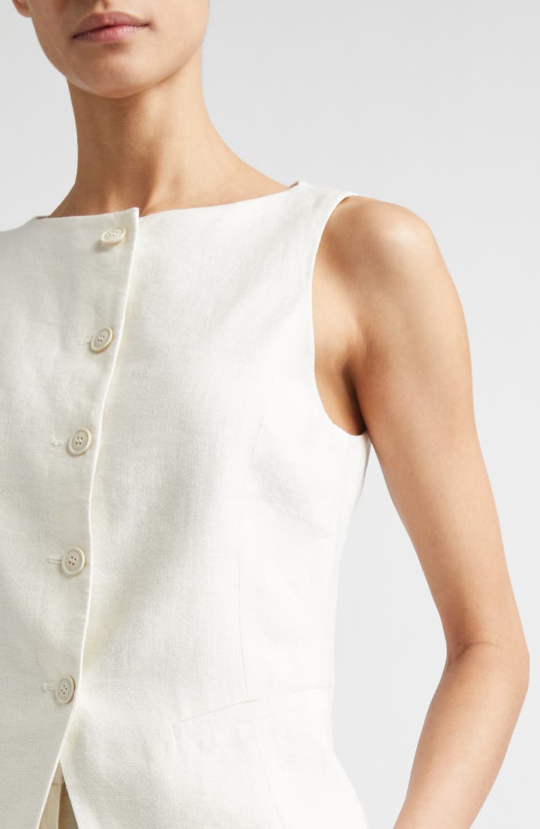 Eleventy Linen Blend Bateau Neck Vest, Alternate, color, 00 Ivory