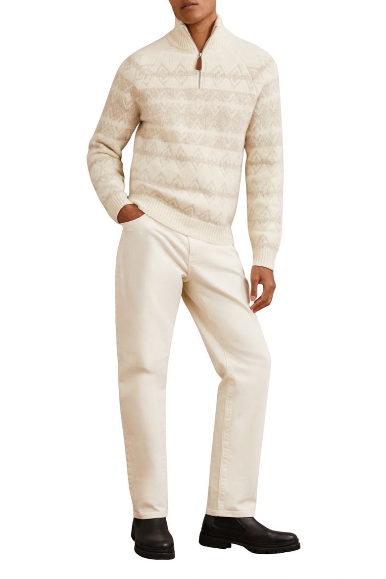 Claus Quarter Zip Pullover, Alternate, color, WINTER WHITE/OATMEAL