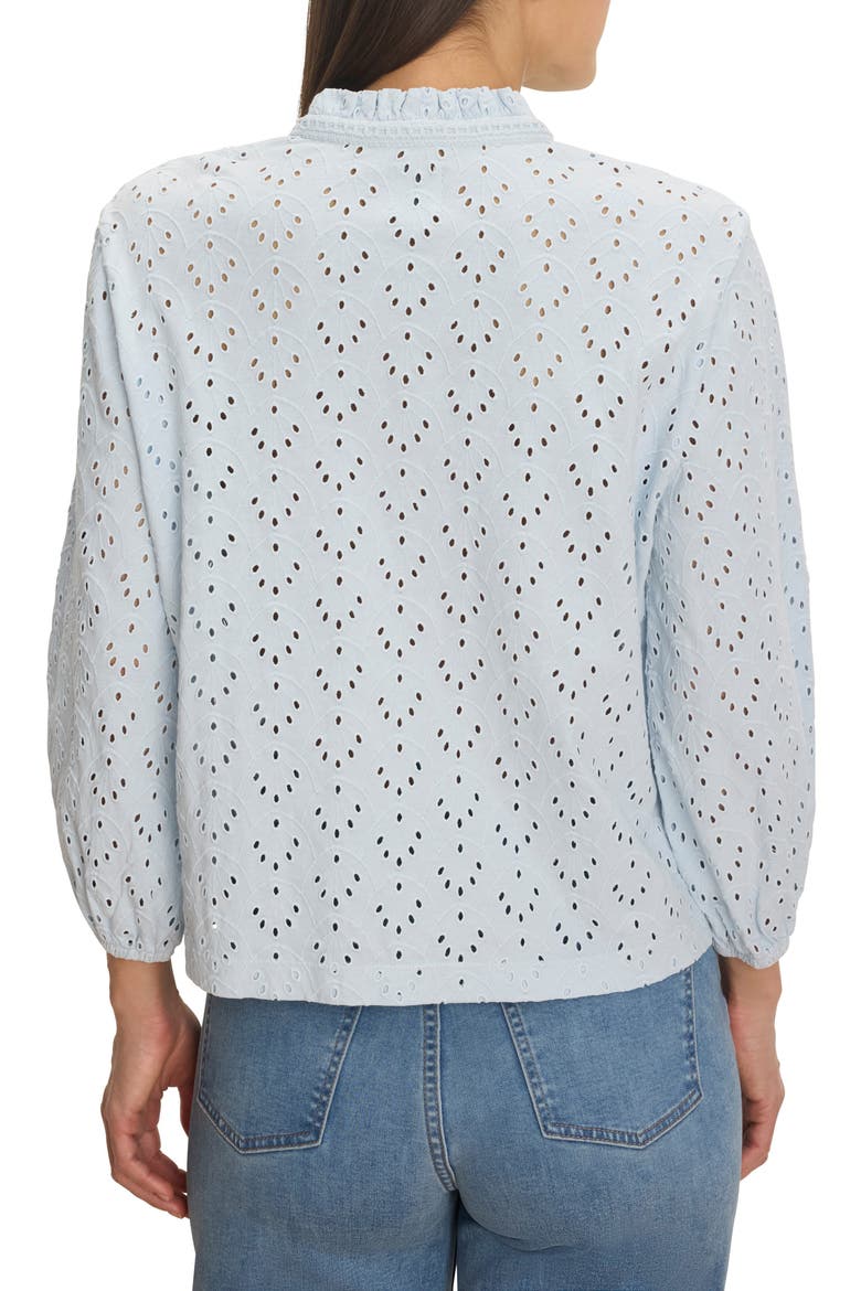 Eyelet Embroidered Ruffle Trim Cotton Top, Alternate, color, CRYSTAL