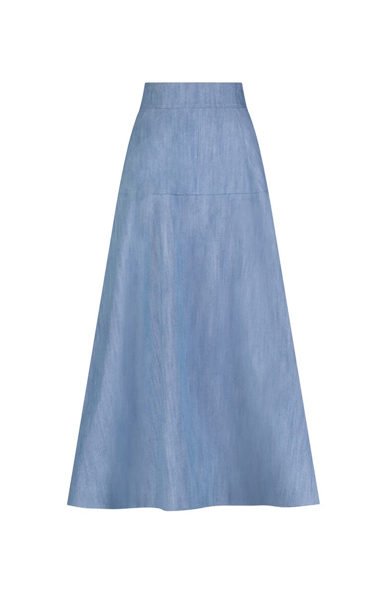 Lela Rose Denim A-Line Skirt, Main, color, Light Denim