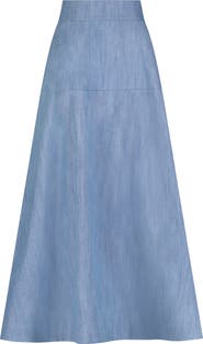 Lela Rose Denim A-Line Skirt