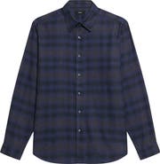 Theory Irving Plaid Cotton Flannel Button-Up Shirt