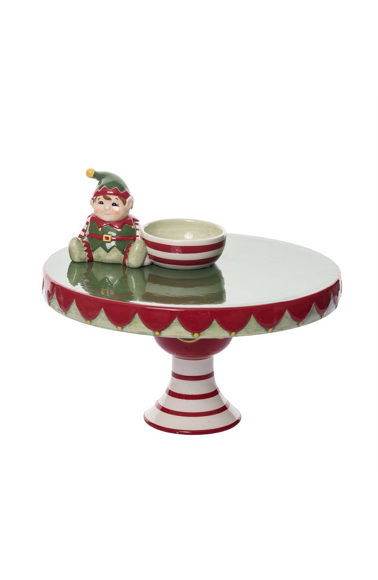 Transpac Holiday Santa
s Elf Pedestal Dip Bowl Set of 2 Festive Trays, Alternate, color, Multi
