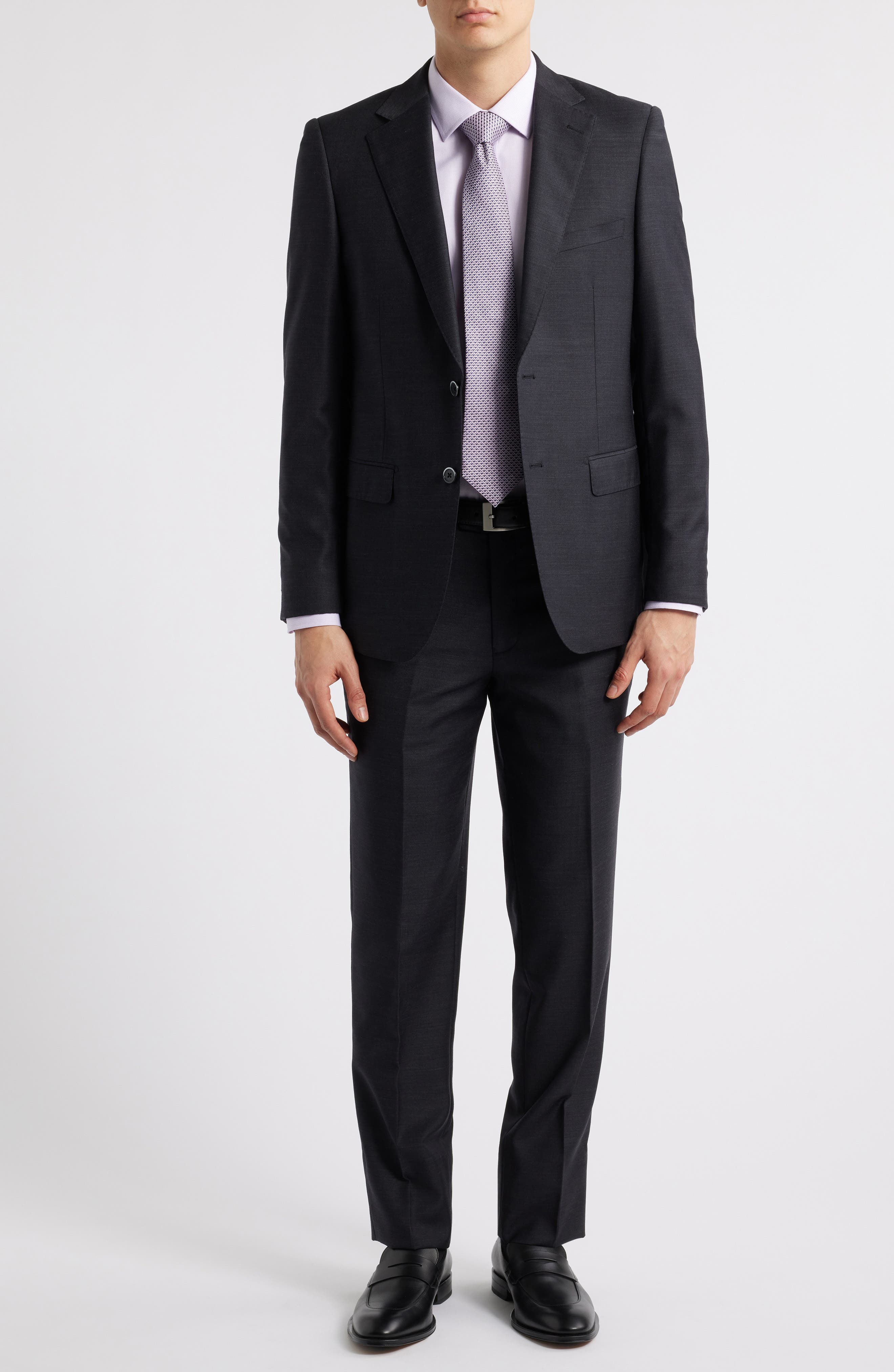 ZANETTI Matteo Slim Fit Charcoal Grey Mélange Wool Suit