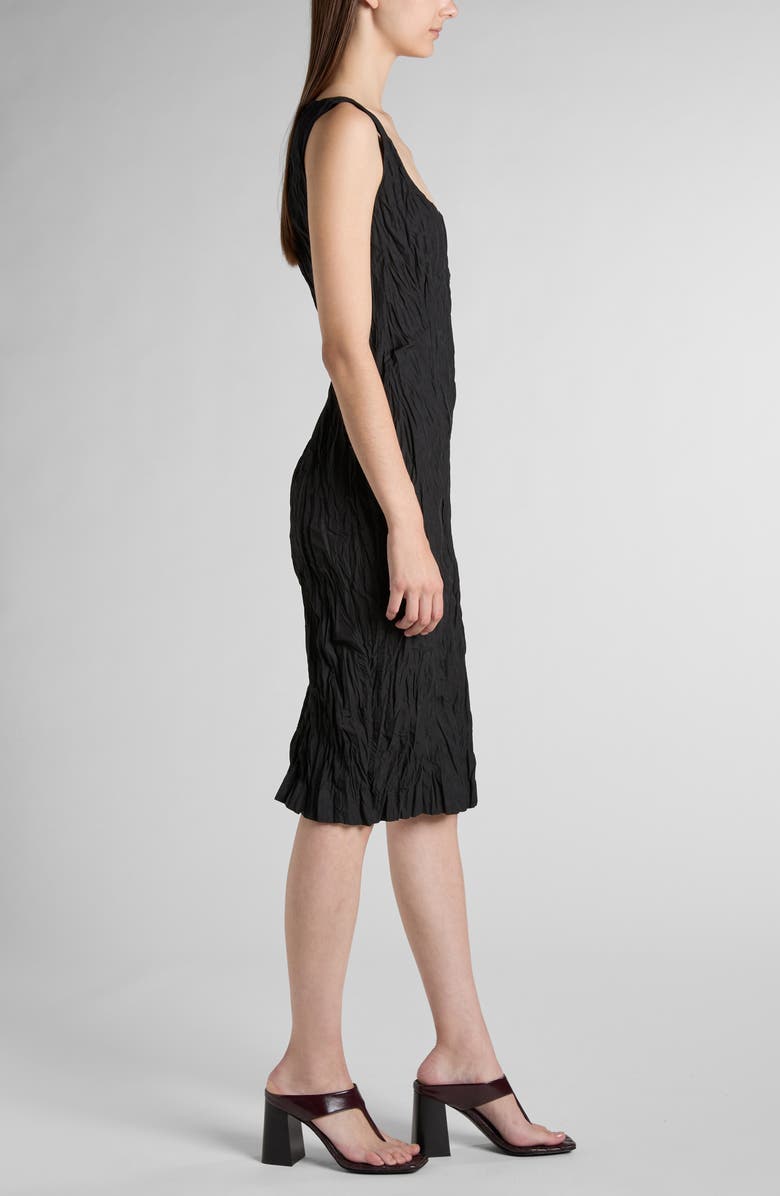 Bottega Veneta Crinkled Scoop Neck Shift Dress, Alternate, color, 1000 Black