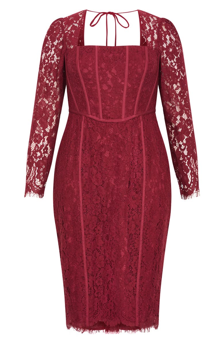 City Chic Valentine Long Sleeve Lace Dress, Alternate, color, Ruby