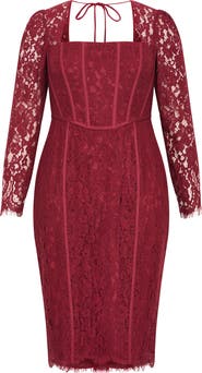 City Chic Valentine Long Sleeve Lace Dress