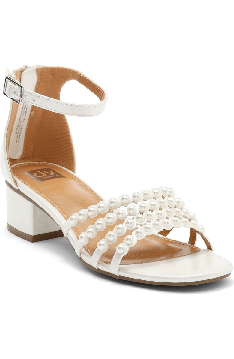 DV by Dolce Vita Kids' Gabbi Faux Pearl Sandal, Main, color, White