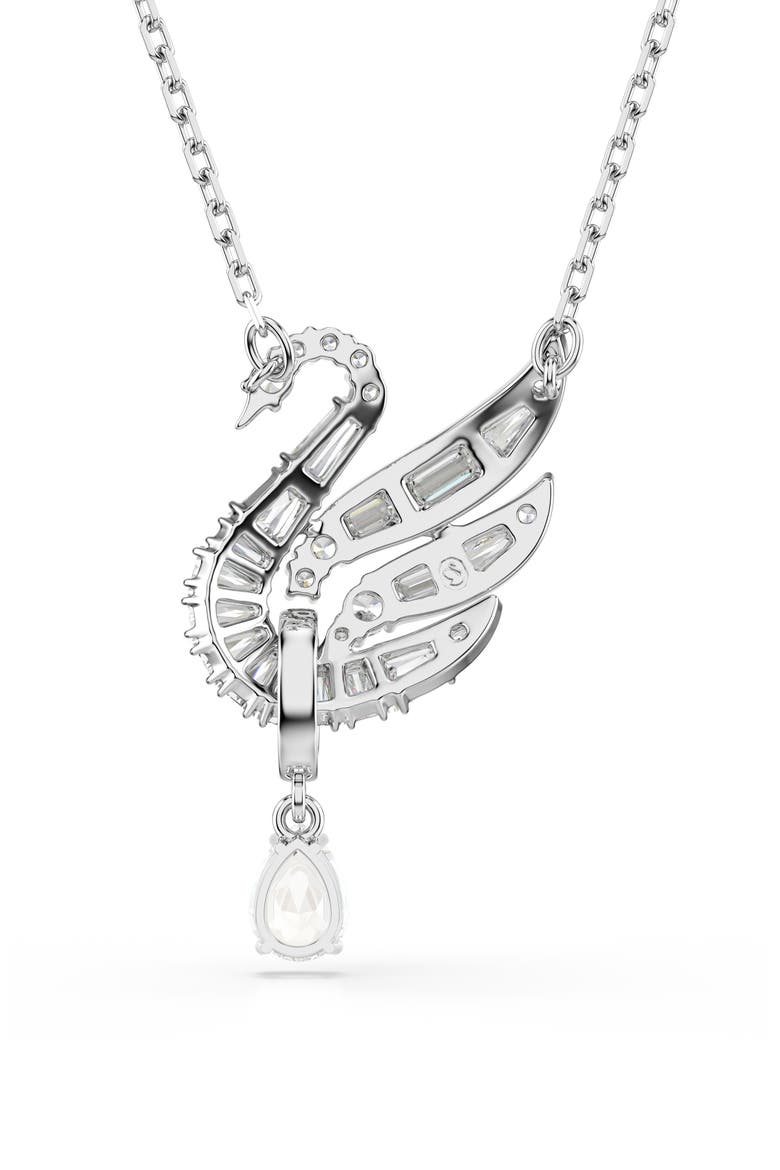 Swan Crystal & Faux Pearl Pendant Necklace, Alternate, color, WHITE/ SILVER