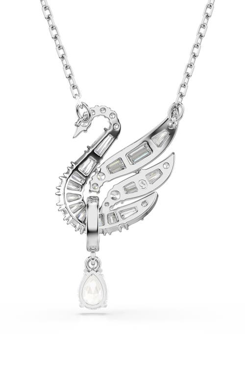 Swarovski Swan Vienna Rhodium Plated Pendant Necklace In Silver