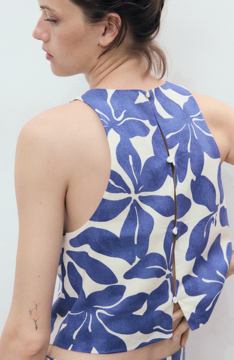 MANGO Floral Print Crop Tank, Alternate, color, Blue