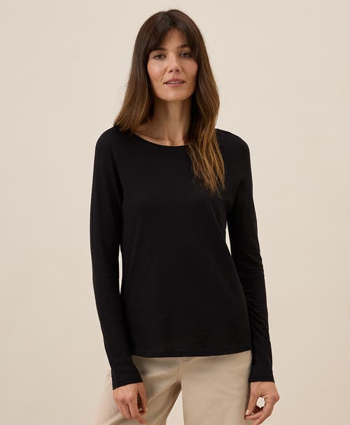 Pact Organic Cotton Featherweight Slub Long Sleeve Tee In Black