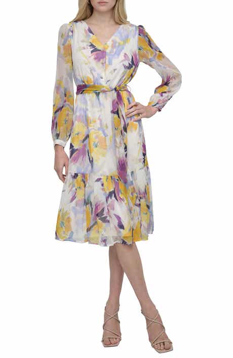 DKNY V-Neck Fit & Flare Dress