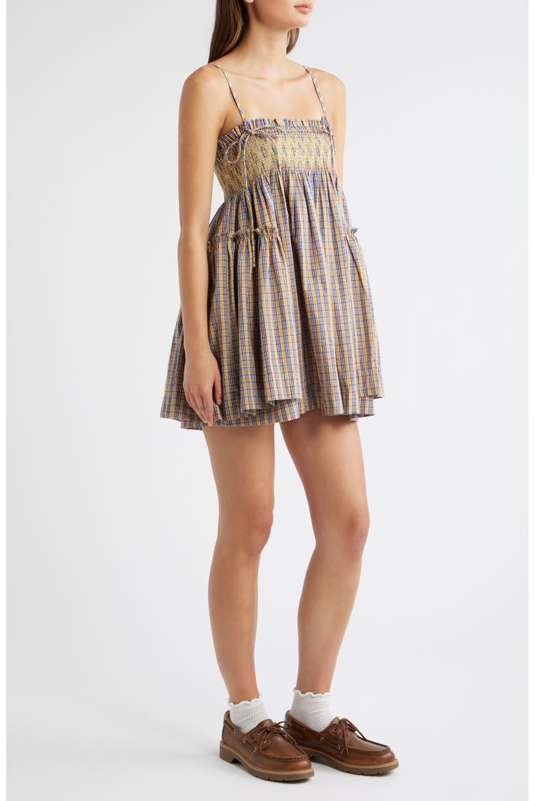 Lilo Smocked Plaid Minidress, Alternate, color, MARMALADE