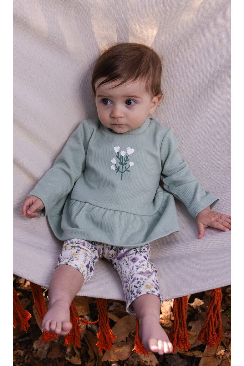 Organic Cotton Heart Peplum Tunic and Legging Set, Alternate, color, Green and Beige Heart Print