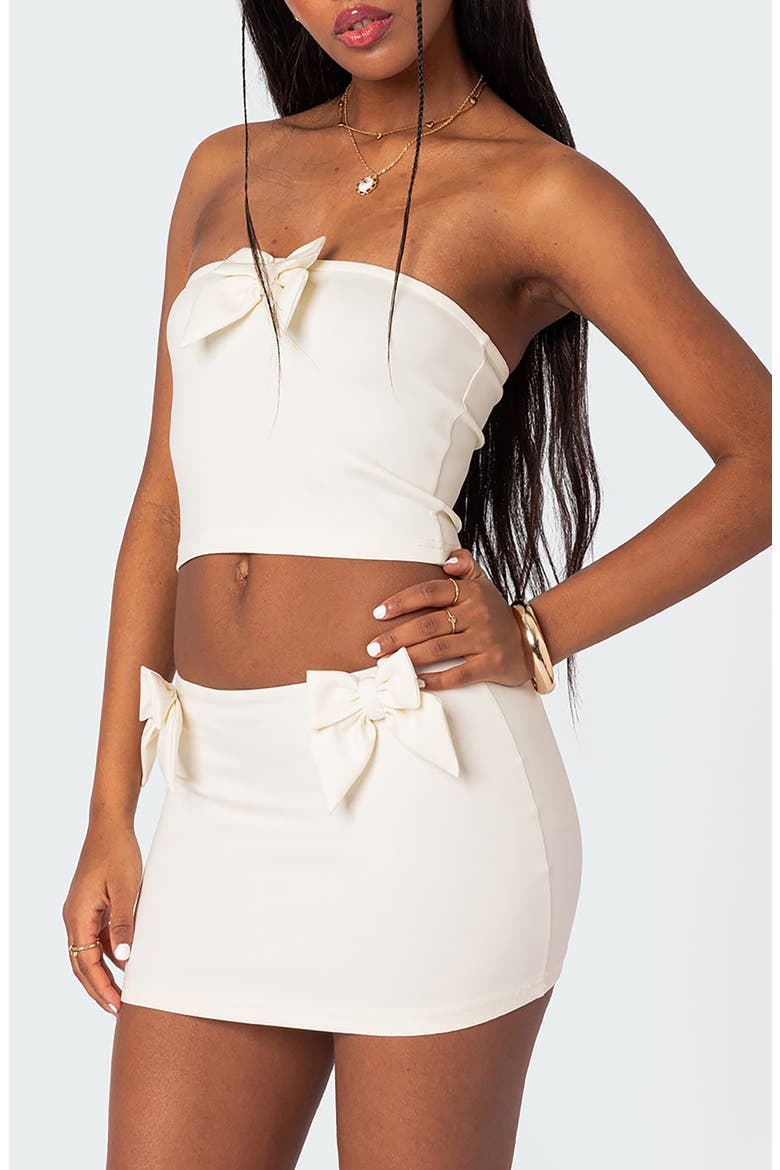 Gabriella Bow Crop Tube Top, Alternate, color, WHITE