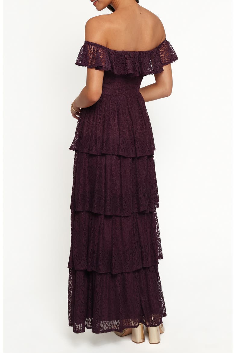 Miravelle Off the Shoulder Lace Maxi Dress, Alternate, color, PLUM LACE