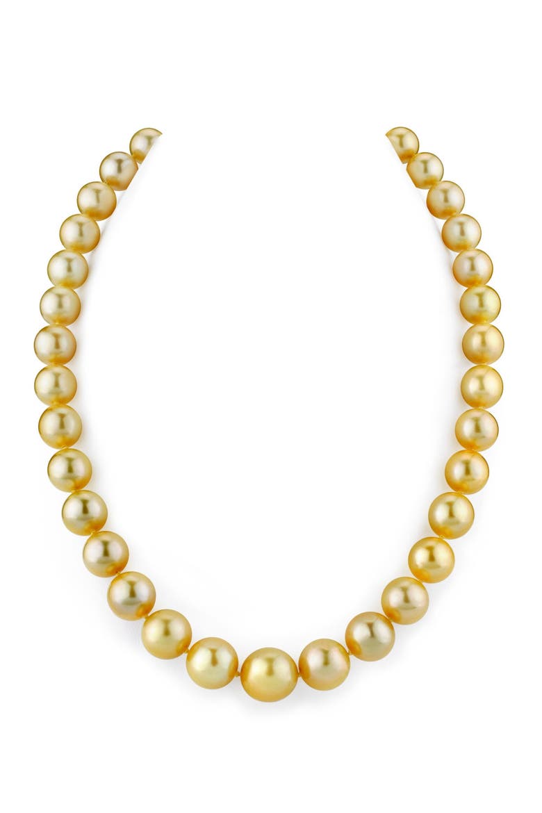 10-12mm Golden Round South Sea Pearl Necklace - AAA Quality, Main, color, Golden Pearl