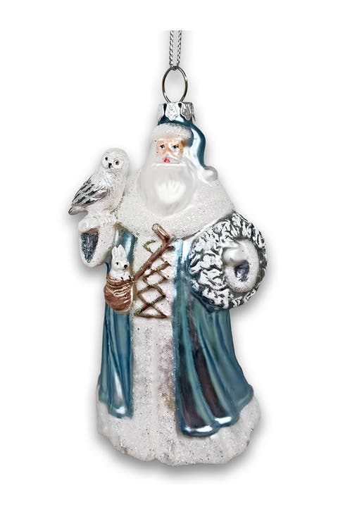 Arctic Whispers Snowy Santa Glass Ornament